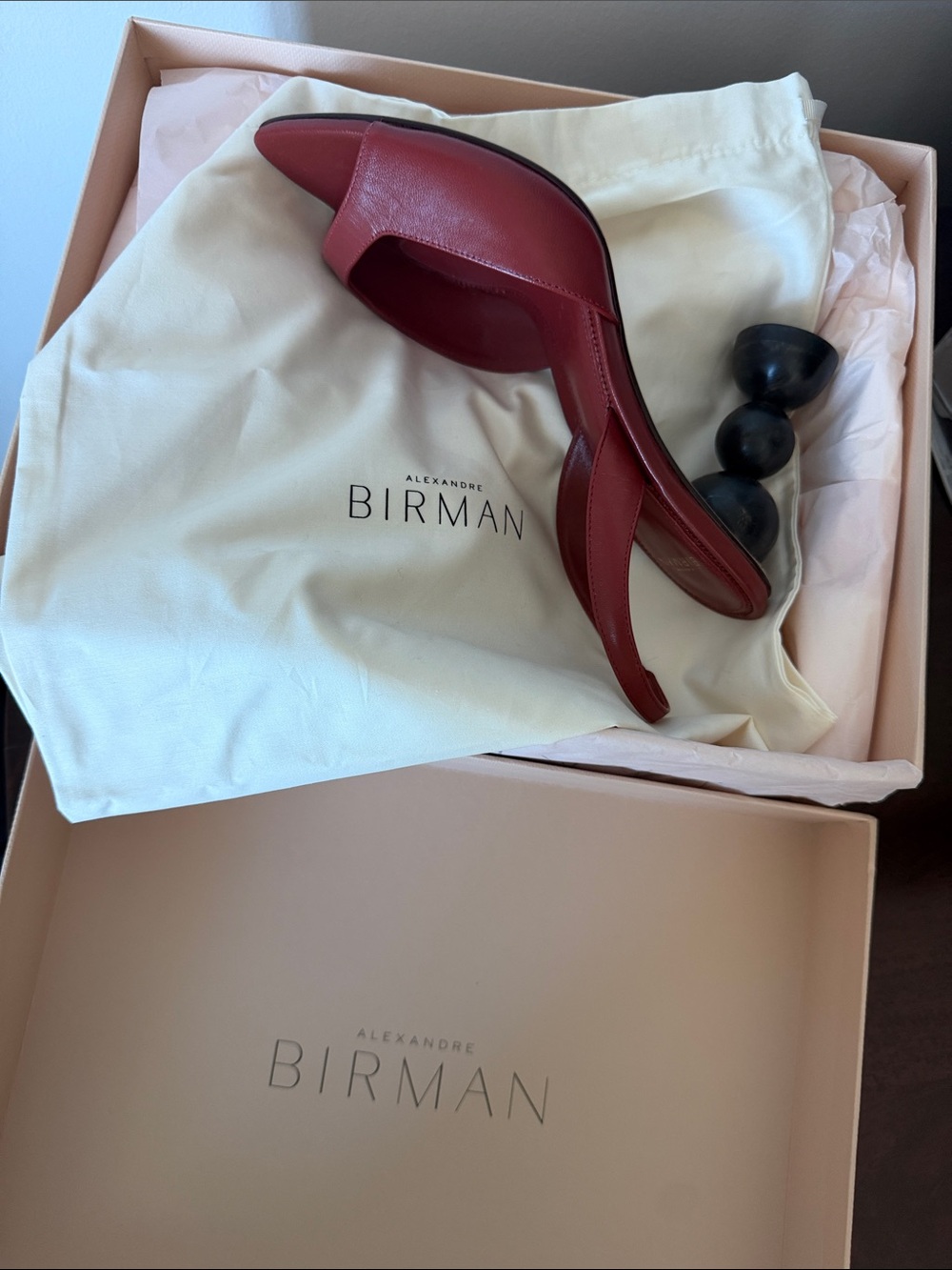 Alexandre Birman Red Leather Slingback Pointed-Toe Mules